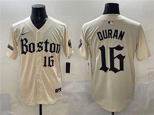Men's Boston Red Sox #16 Jarren Duran Cream Gothic Vapor Limited Stitched Player Jersey