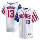 Men's San Diego Padres #13 Manny Machado White 2024 Independence Day Stitched Jersey