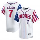 Men's San Diego Padres #7 Ha-Seong Kim White 2024 Independence Day Stitched Jersey