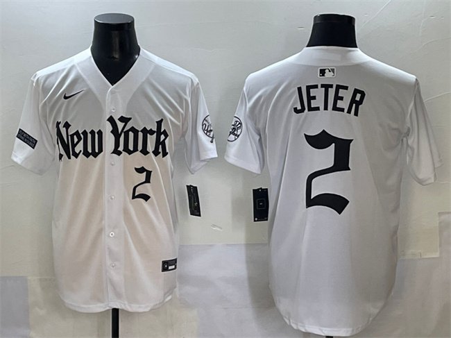 Men's New York Yankees #2 Derek Jeter White 'Gothic Legacy Edition' Vapor Premier Limited Jersey