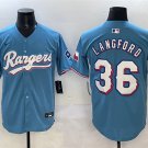 Men's Texas Rangers #36 Wyatt Langford Blue Limited Stitched Baseball Jersey