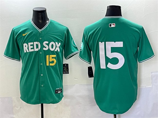 Men's Boston Red Sox #15 Dustin Pedroia Green 2025 City Connect Limited Stitched Jersey