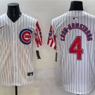 Men's Chicago Cubs #4 Pete Crow-Armstrong White Pinstripe 2025 Independence Day Vapor Jersey