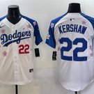 Men's Los Angeles Dodgers #22 Clayton Kershaw White/Royal 2025 Tokyo Series Jersey
