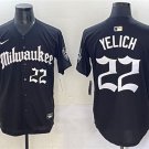 Men's Milwaukee Brewers #22 Christian Yelich Black 'Gothic 414 Shadows Edition' Vapor Jersey
