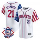 Men's Pittsburgh Pirates #21 Roberto Clemente White 2024 Fourth of July Vapor Jersey