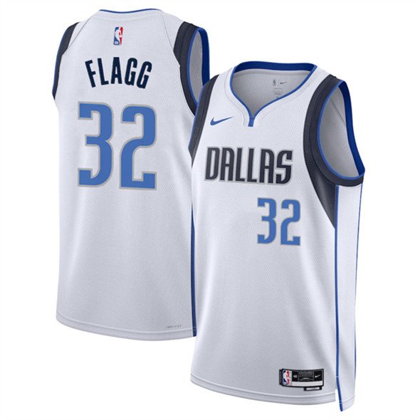 Men's Dallas Mavericks #32 Cooper Flagg White 2025 Draft Association Edition Stitched Jersey