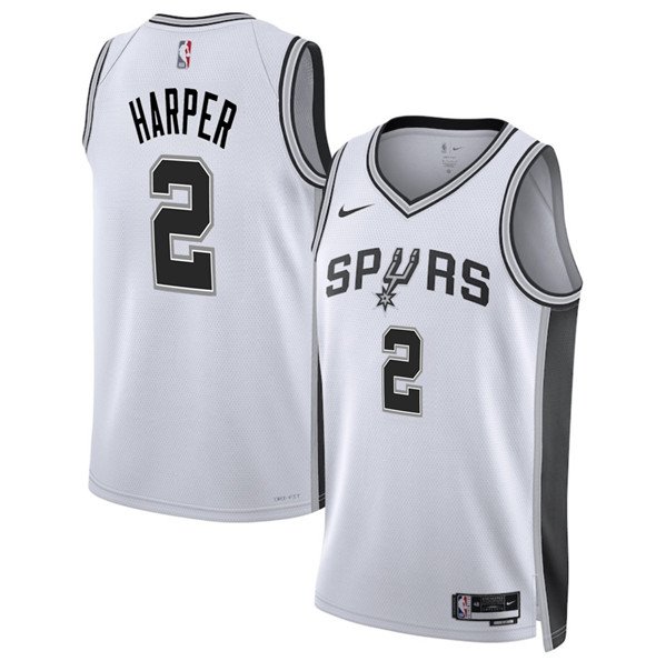 Men's San Antonio Spurs #2 Dylan Harper White 2025 Draft Association Edition Stitched Jersey