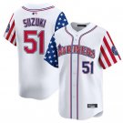 Men's Seattle Mariners #51 Ichiro Suzuki White 2025 Independence Day Limited Stitched Jersey