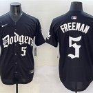 Men's Los Angeles Dodgers #5 Freddie Freeman Black 2025 LA Gothic Style With 2024 World Jersey