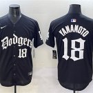 Men's Los Angeles Dodgers #18 Yoshinobu Yamamoto Black 2025 LA Gothic Style With 2024 World Jersey