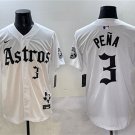 Men's Astros #3 Jeremy Peña White Gothic 'Houston Born Barrio Raised' Limited Stitched Jersey