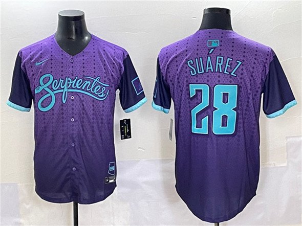 Men's Arizona Diamondbacks #28 Eugenio Suarez Purple 2025 City Connect Limited Stitched Jersey