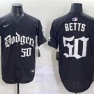 Men's Los Angeles Dodgers #50 Mookie Betts Black 2025 LA Gothic Style With 2024 World Jersey