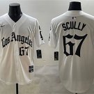 Men's Los Angeles Dodgers #67 Vin Scully White Mexico 2025 LA Gothic Style With Fernando Jersey
