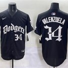 Men's Los Angeles Dodgers #34 Fernando Valenzuela Black 2025 LA Gothic Style With 2024 World Jersey