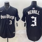 Men's San Diego Padres #3 Jackson Merrill Black Gothic Edition Vapor Limited Stitched Jersey