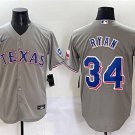 Men's Texas Rangers #34 Nolan Ryan Gray With Patch Cool Base Stitched Baseball Jersey