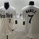 Men's New York Yankees #7 Mickey Mantle White 'Gothic Legacy Edition' Vapor Premier Jersey