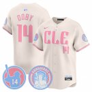 Men's Cleveland Guardians #14 Larry Doby Cream Bubblegum Pink 2025 Vapor Limited Jersey