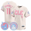 Men's Cleveland Guardians #11 Jose Ramirez Cream Bubblegum Pink 2025 Vapor Limited Jersey