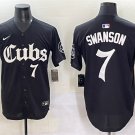 Men's Chicago Cubs #7 Dansby Swanson Black 'Gothic North Side Edition' Vapor Premier Jersey