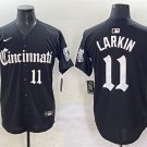 Men's Cincinnati Reds #11 Barry Larkin Black 'Gothic Queen City Edition' Premier Limited Jersey