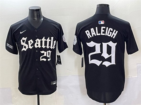 Men's Seattle Mariners #29 Cal Raleigh Black 'Deep Sea Gothic Edition' Vapor Premier Limited Jersey