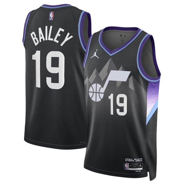 Men's Utah Jazz #19 Ace Bailey Black 2024/25 Draft Statement Edition Stitched Basketball Jersey