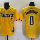 Men's Indiana Pacers #0 Tyrese Haliburton Yellow 2025 Finals Vapor Stitched Baseball Jersey