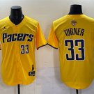Men's Indiana Pacers #33 Myles Turner Yellow 2025 Finals Vapor Stitched Baseball Jersey