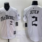 Men's New York Yankees #2 Derek Jeter White Pinstripe 'Gothic Legacy Edition' Vapor Jersey