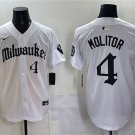 Men's Milwaukee Brewers #4 Paul Molitor White 'Gothic 414 Shadows Edition' Vapor Premier Jersey