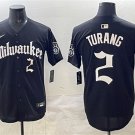 Men's Milwaukee Brewers #2 Brice Turang Black 'Gothic 414 Shadows Edition' Vapor Premier Jersey