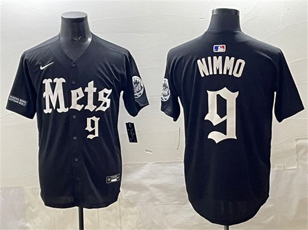 Men's New York Mets #9 Brandon Nimmo Black 'Gotham Gothic Edition' Vapor Premier Jersey