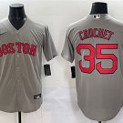 Men's Boston Red Sox #35 Garrett Crochet Gray Cool Base Stitched Baseball Jersey
