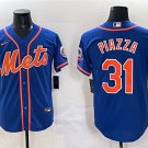 Men's New York Mets #31 Mike Piazza Blue With Patch Cool Base Stitched Baseball Jersey