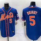 Men's New York Mets #5 David Wright Blue With Patch Cool Base Stitched Baseball Jersey