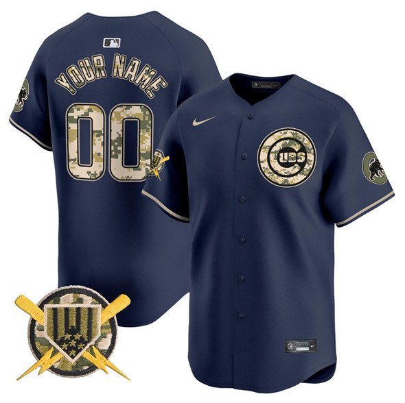 Chicago Cubs Active Player Custom Navy Armed Forces Day Vapor Limited Jersey