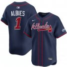 Men's Atlanta Braves #1 Ozzie Albies Navy 2025 Speedway Classic Alternate Limited Stitched Jersey