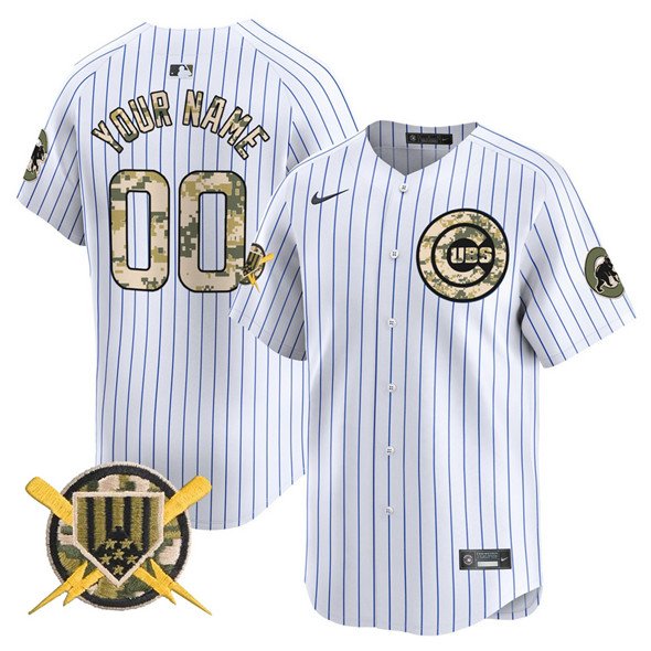 Men&acirc;��s Chicago Cubs Active Player Custom White Armed Forces Day Vapor Limited Jersey