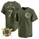 Men's Chicago Cubs #7 Dansby Swanson Green Armed Forces Day Vapor Limited Stitched Jersey