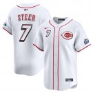Men's Cincinnati Reds #7 Spencer Steer White 2025 Speedway Classic Home Limited Jersey