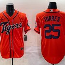 Men's Detroit Tigers #25 Gleyber Torres Orange With Patch Vapor Premier Limited Stitched Jersey