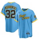 Men's Milwaukee Brewers #32 Jacob Misiorowski Powder Blue City Connect Cool Base Stitched Jersey