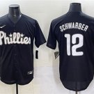 Men's Philadelphia Phillies #12 Kyle Schwarber Black Lights Out Limited Stitched Baseball Jersey