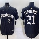 Men's Pittsburgh Pirates #21 Roberto Clemente Black 'Gothic Steel City Edition' Vapor Limited Jersey