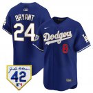 Men's Los Angeles Dodgers Front #8 Back #24 Kobe Bryant Royal With Jackie Robinson Jersey