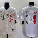 Men's Los Angeles Dodgers #34 Fernando Valenzuela White Mexico Special Vin Scully Patch Jersey