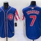 Men's Chicago Cubs #7 Dansby Swanson Royal 2025 Independence Day Vapor Premier Limited Jersey